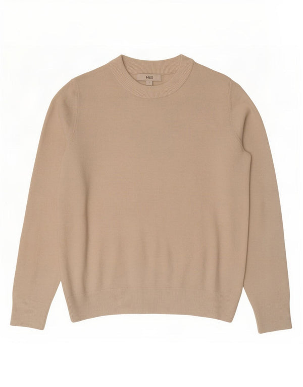 Marks & Spencer Womens Oversized Crew Neck Jumper Sweater UK 10 Small Beige