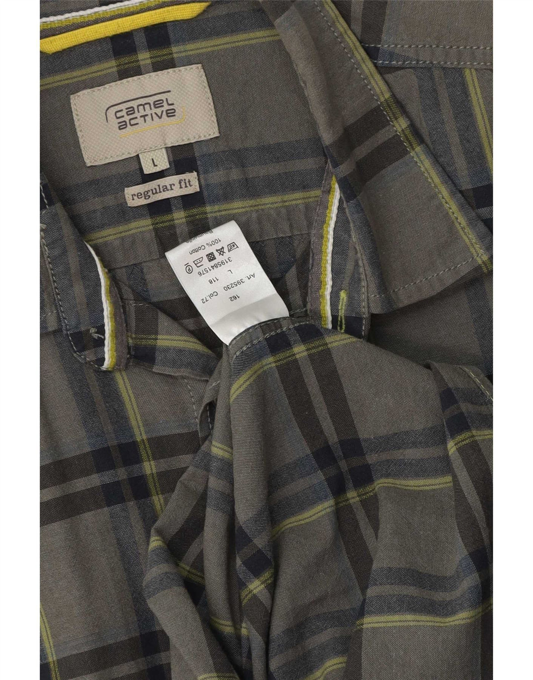 Camel Active Chemise Regular Fit Homme Grand Carreau Gris Coton