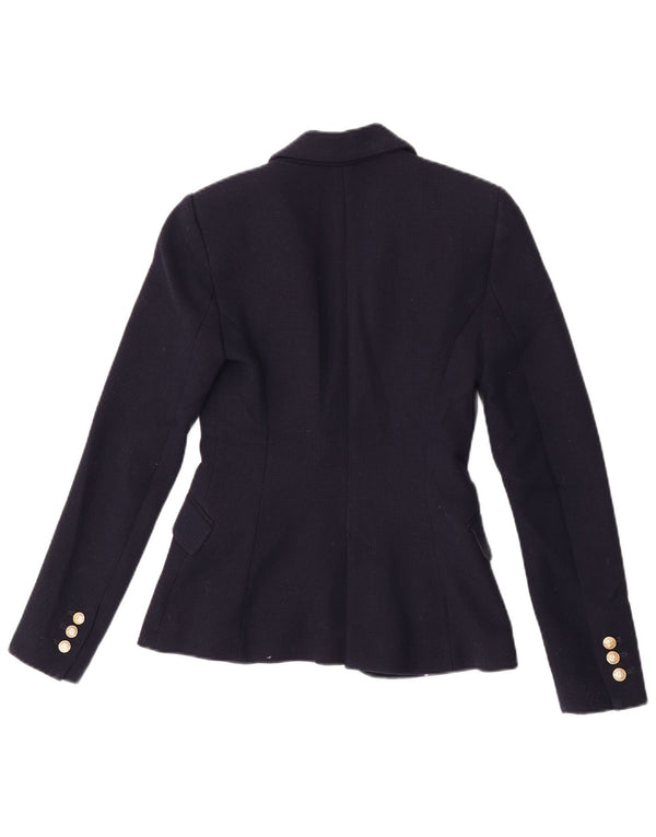 Zara Veste Blazer 1 Bouton Femme UK 6 XS Bleu Marine Polyester