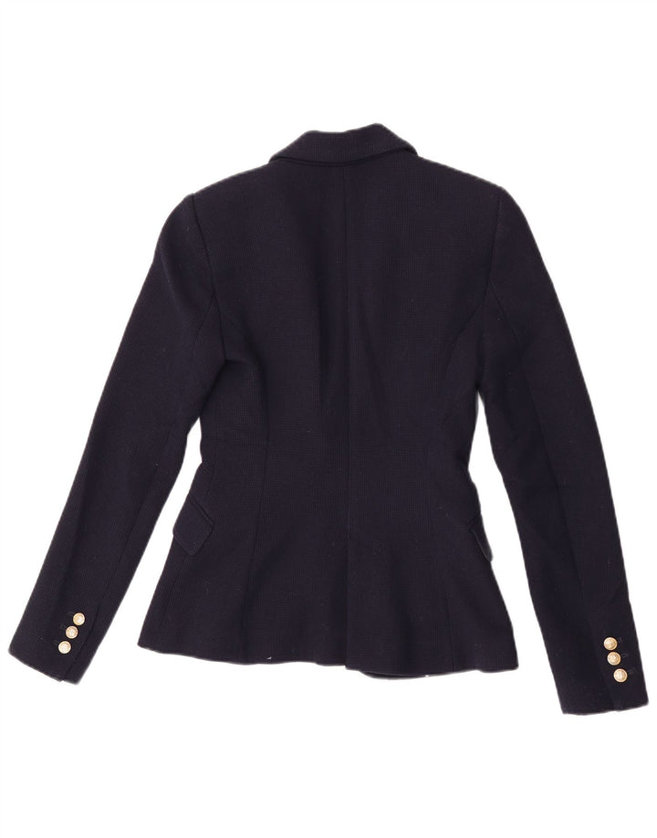 Zara Veste Blazer 1 Bouton Femme UK 6 XS Bleu Marine Polyester