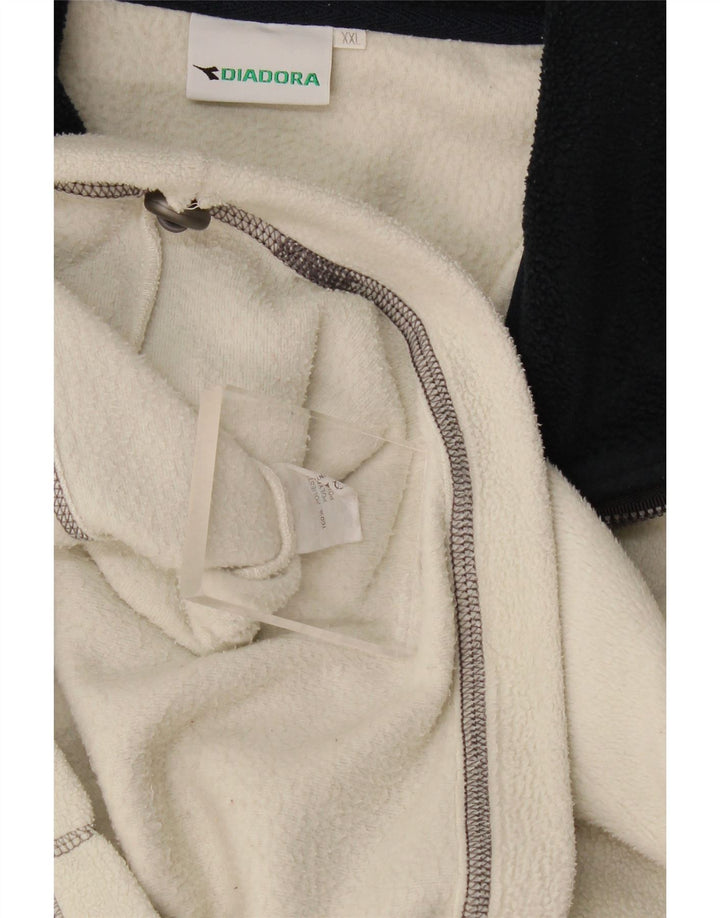 Diadora Pull polaire à col zippé pour homme 2XL en polyester blanc cassé