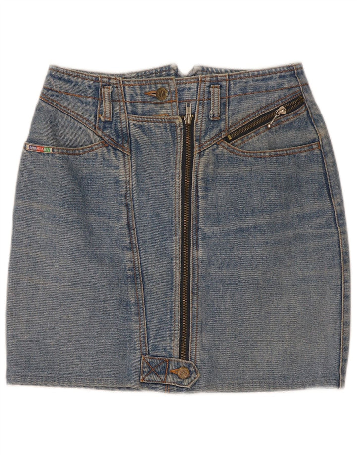 vintage Femme Mini Jupe En Jean W26 Petit Bleu