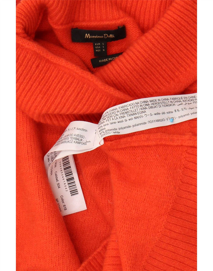 Massimo Dutti Pull court à col roulé pour femme UK 16 Grande laine orange
