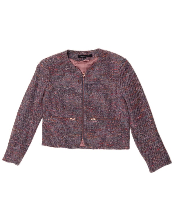 French Connection Veste blazer courte pour femme UK 10 Petit bleu moucheté