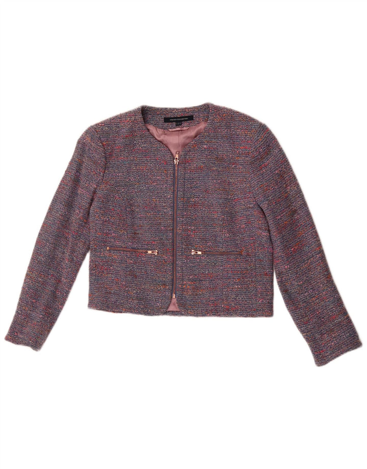 French Connection Veste blazer courte pour femme UK 10 Petit bleu moucheté
