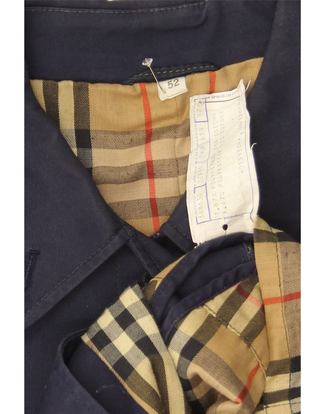 vintage Homme Pardessus IT 52 XL Bleu Marine Polyester