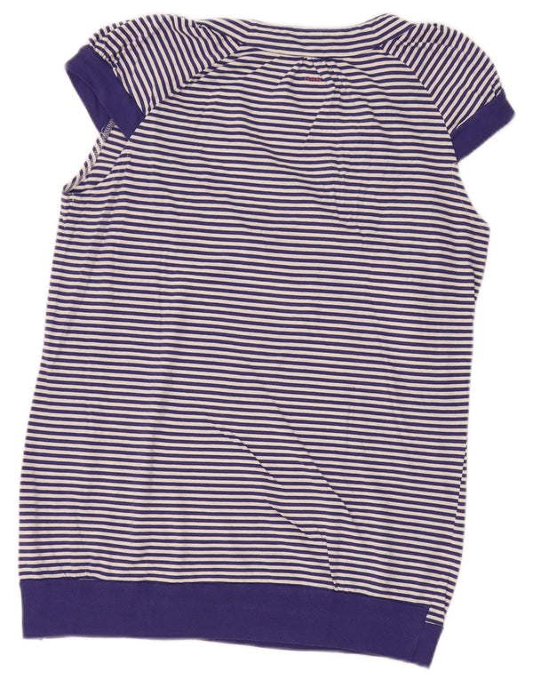 Gas Womens Graphic Blouse Top UK 14 Grand Bleu Rayé Coton