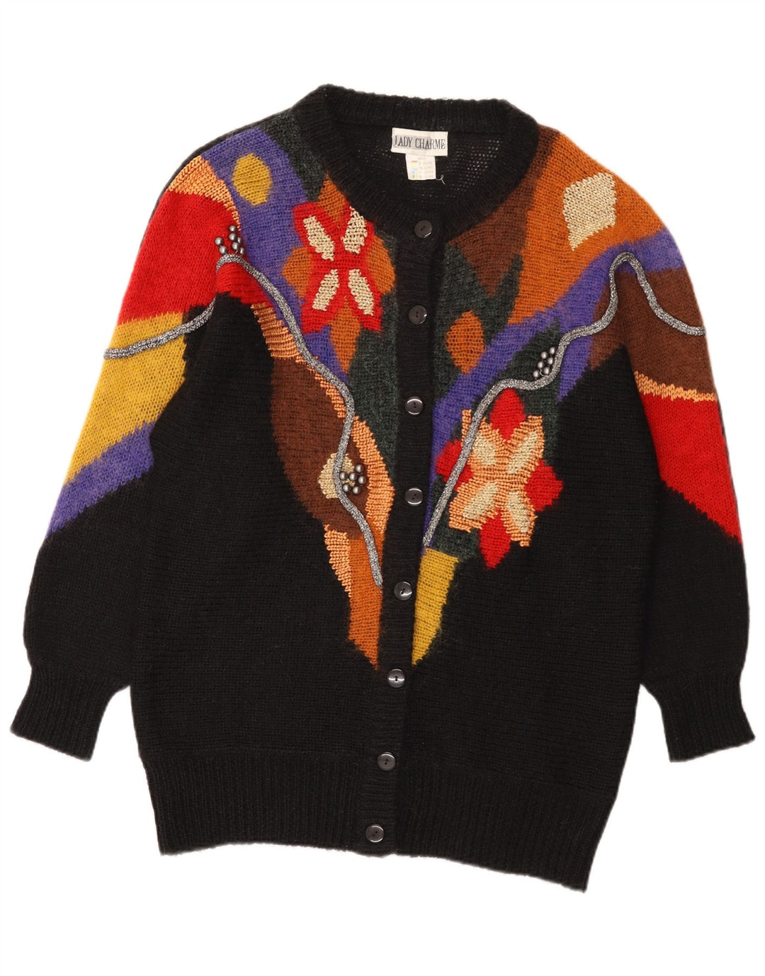 Lady Charme Cardigan Femme Pull IT 42 Medium Multicolore Colourblock