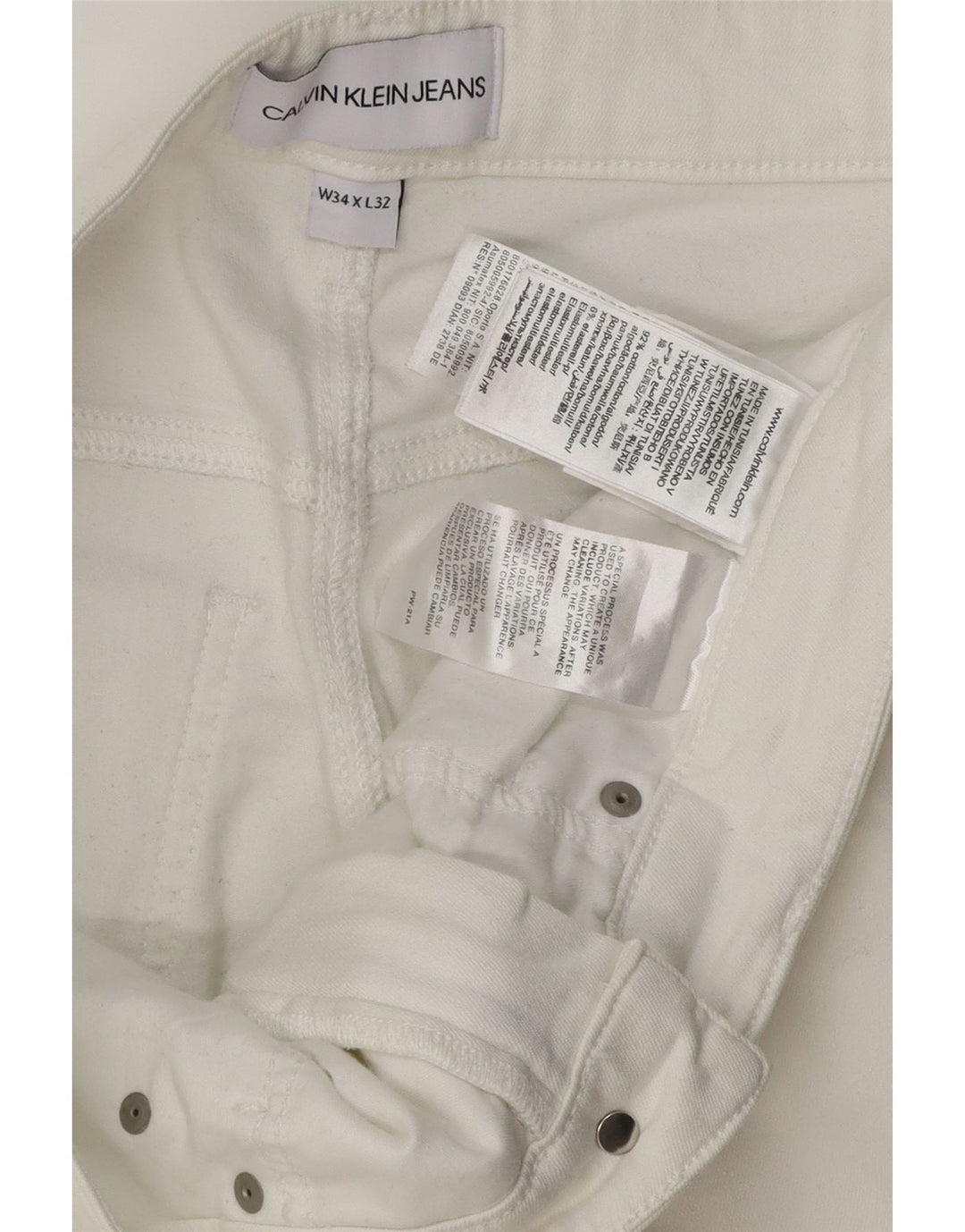 Calvin Klein Jean Slim Femme W34 L32 Coton Blanc