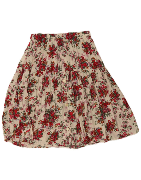 jupe plissée femme vintage W26 Petit Off White Floral