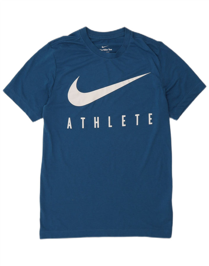 Nike Mens Dri Fit Graphic T-Shirt Top XS Bleu Polyester
