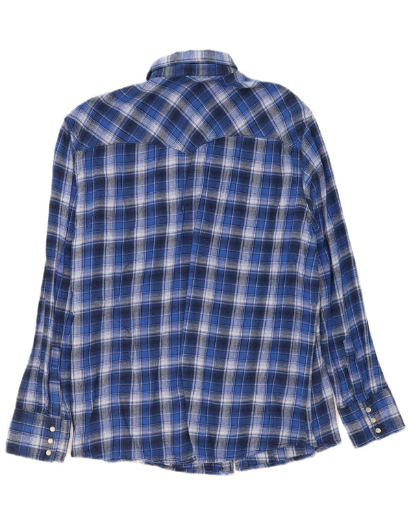 Wrangler Chemise en flanelle pour homme XL Bleu à carreaux en coton