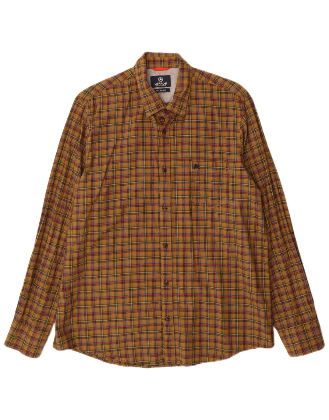 Lerros Chemise Flanelle XL Kaki Carreaux Coton Homme