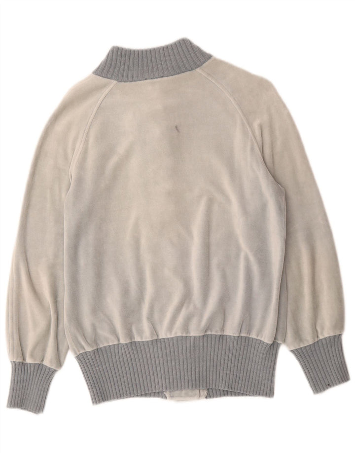 vintage Femme Velours Cardigan Pull IT 42 Gris Moyen