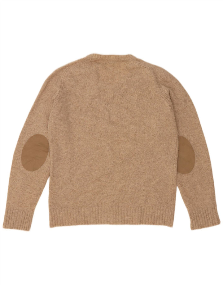 Zara Pull col V pour homme en laine beige Large