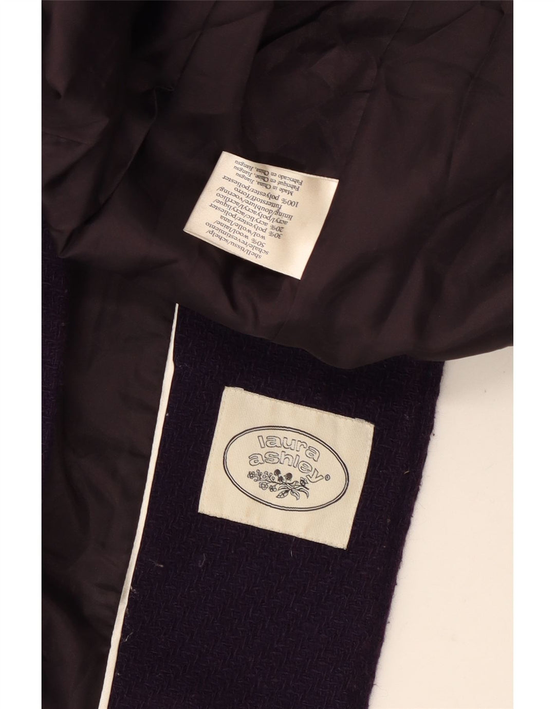 Laura Ashley Duffle Coat à capuche pour femme UK 14 Laine violet moyen