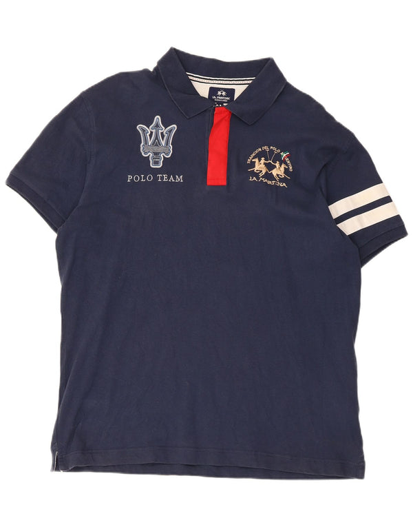 La Martina Polo graphique coupe slim pour homme 2XL Bleu marine Colourblock
