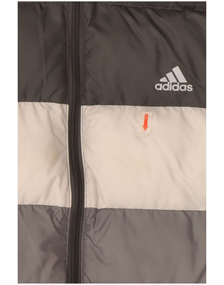 Adidas Veste matelassée à capuche pour garçon 13-14 ans Gris Colorblock Polyester