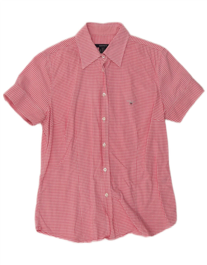 Gant Chemise à manches courtes pour femme UK 12 en coton vichy rose moyen