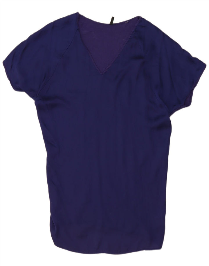 Benetton Robe basique coupe décontractée pour femme UK 44 Bleu marine moyen Viscose