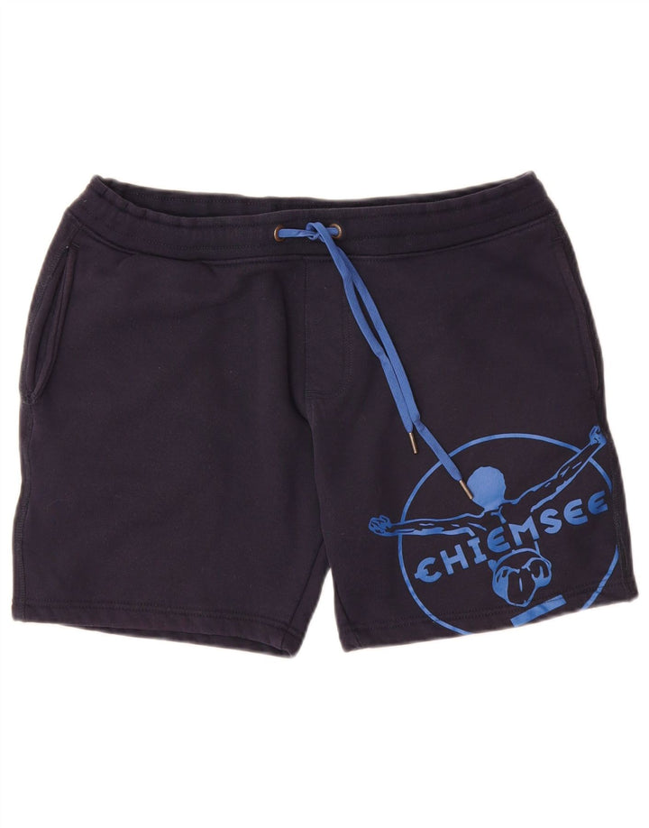 Chiemsee Short de sport graphique pour homme en coton bleu marine
