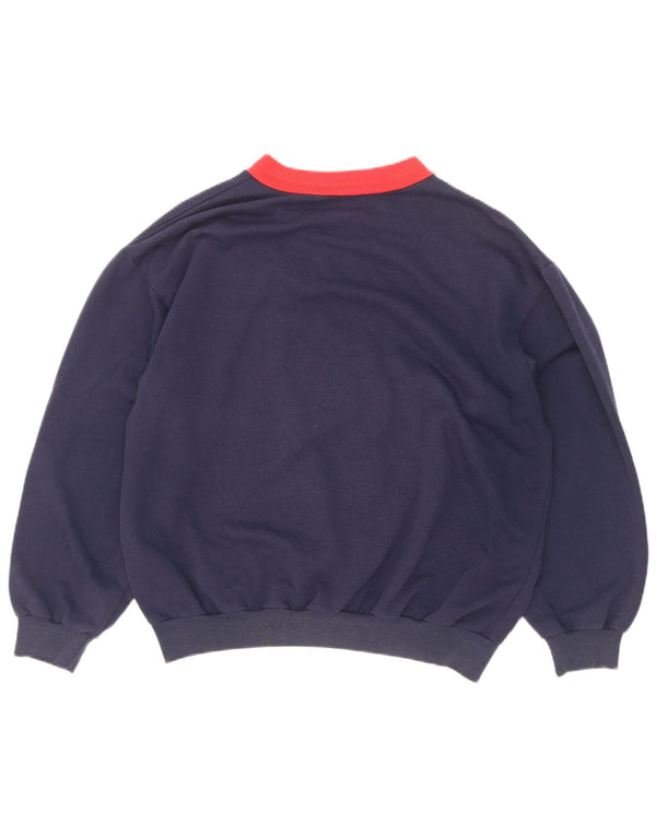 John Peter Womens Sweatshirt Jumper UK 16 Large Navy Blue Colourblock