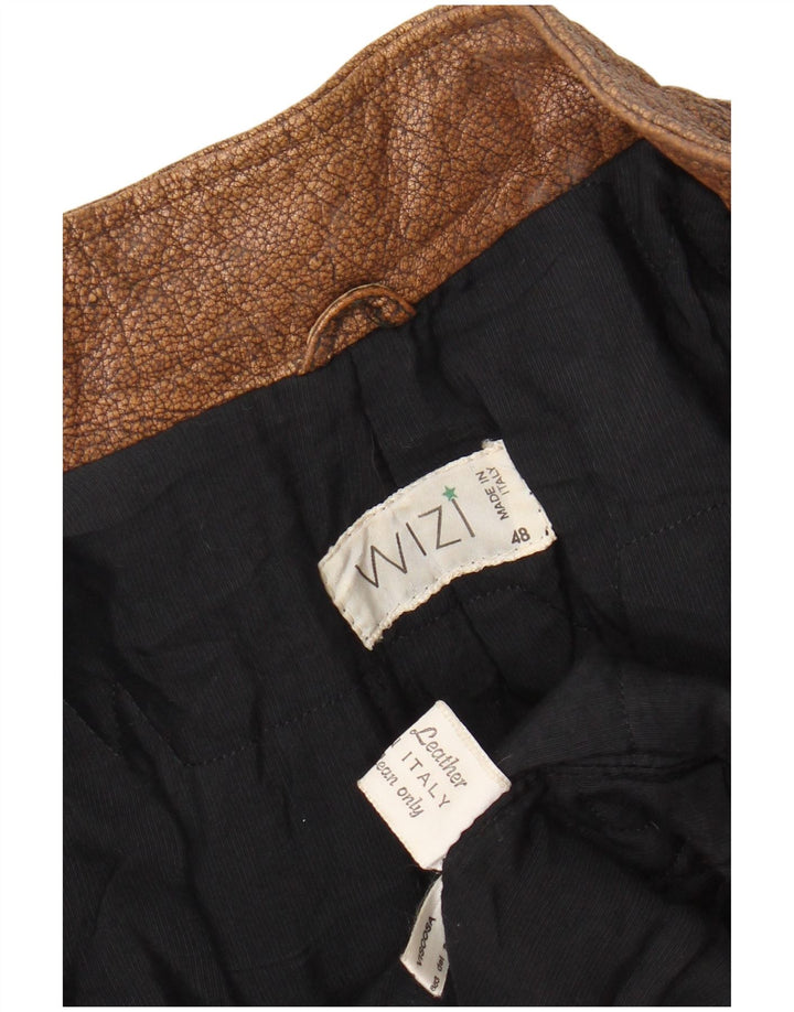 veste en cuir bomber homme vintage IT 48 cuir marron moyen