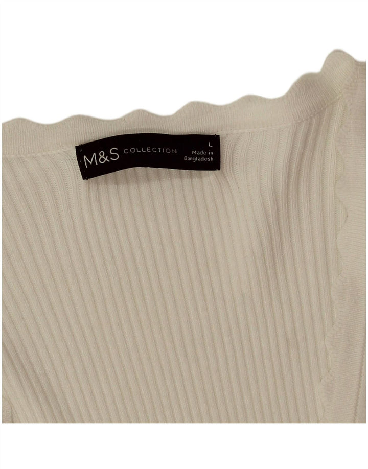 Marks & Spencer T-shirt pour femme UK 16 Large Blanc Viscose