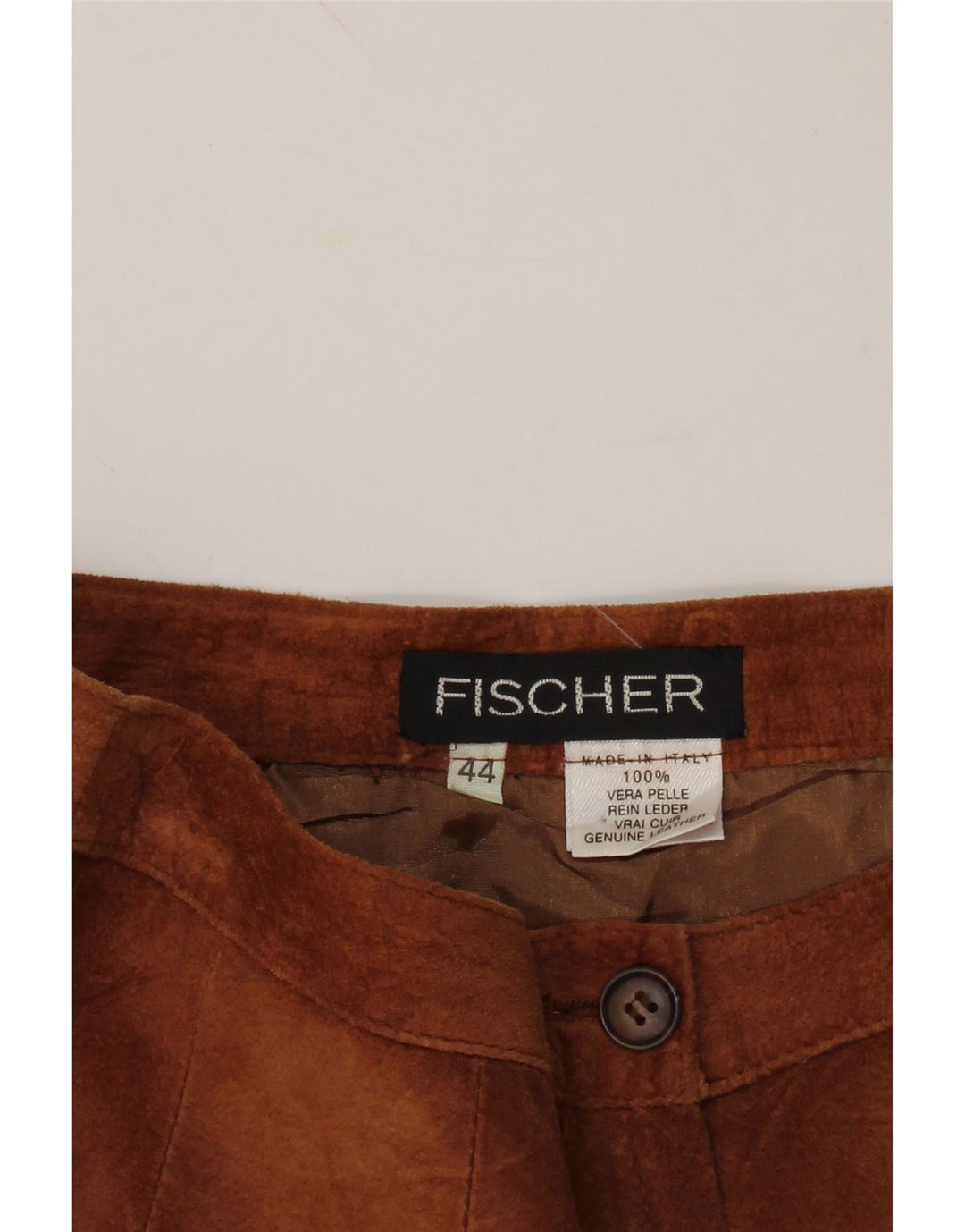 FISCHER Womens Suede Skirt IT 44 Medium W28 Brown Leather Vintage Fischer and Second-Hand Fischer from Messina Hembry 