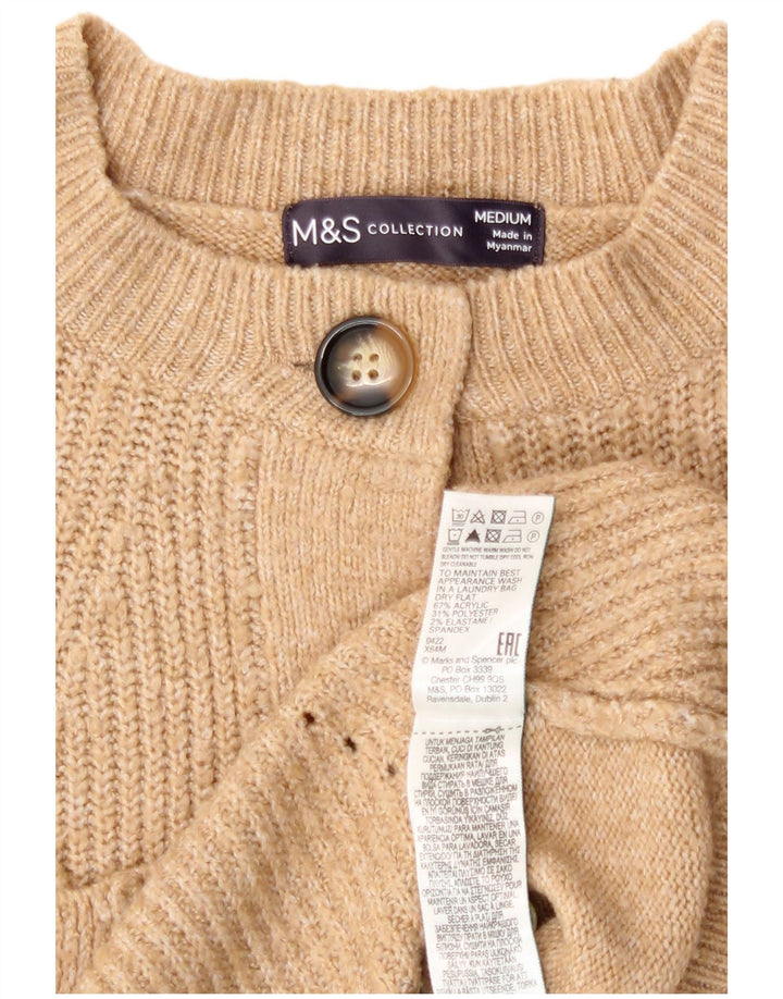 Marks & Spencer Pull Cardigan Femme UK 14 Acrylique Marron Moyen
