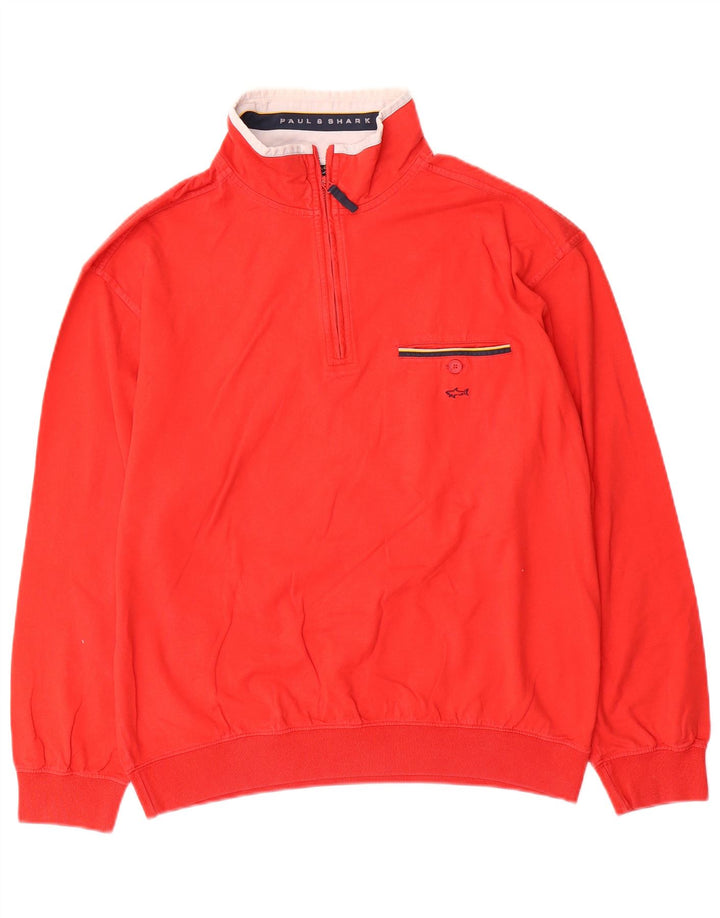Paul & Shark Sweat-shirt à col zippé pour homme, petit coton rouge