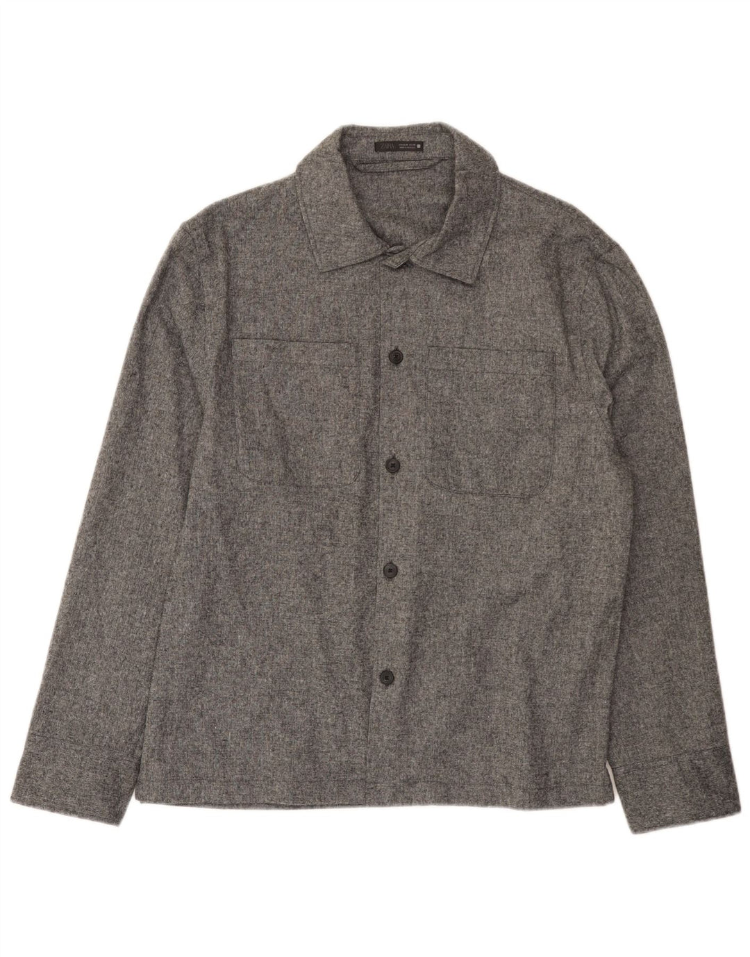 Zara Homme Surchemise Chemise Gris Moyen Acrylique