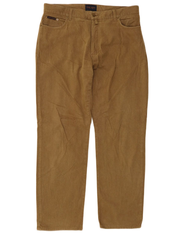 Gant Pantalon décontracté droit pour homme W40 L34 Kaki Coton
