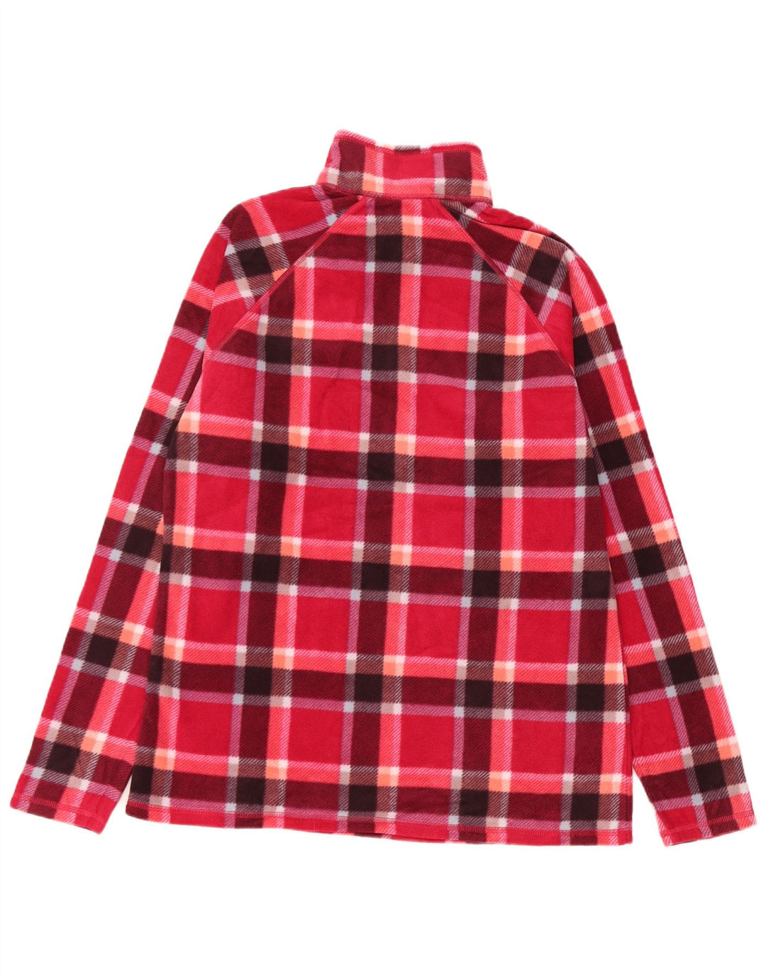 EDDIE BAUER Pull polaire à col zippé pour femme UK 14 Polyester à carreaux rouge moyen