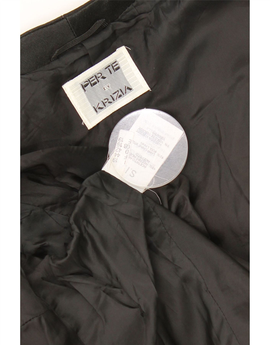 Perte by Krizia Veste blazer à 1 bouton pour femme UK 16 Large Noir Acétate