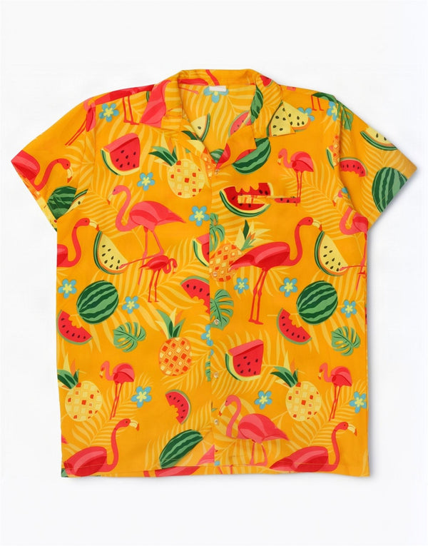 Chemise Vintage Homme Graphique Manches Courtes XL Jaune Terivoile Festival