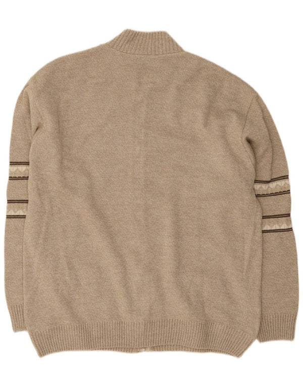 Maxferre Cardigan zippé pour homme 2XL Beige géométrique Acrylique