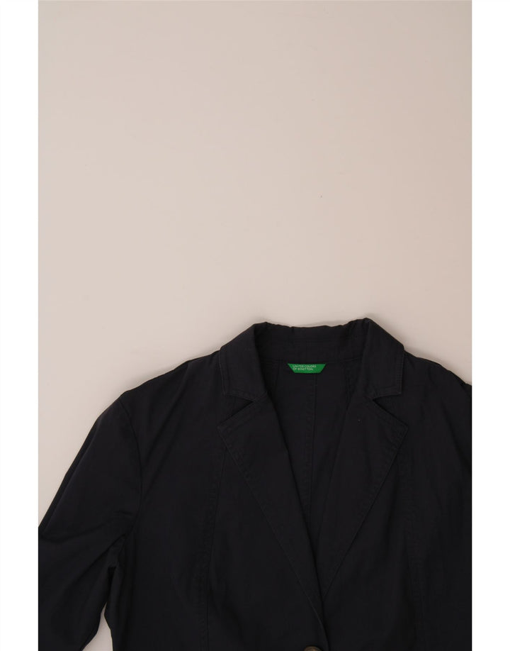 BENETTON Womens 3 Button Blazer Jacket UK 14 Medium Navy Blue Vintage Benetton and Second-Hand Benetton from Messina Hembry 