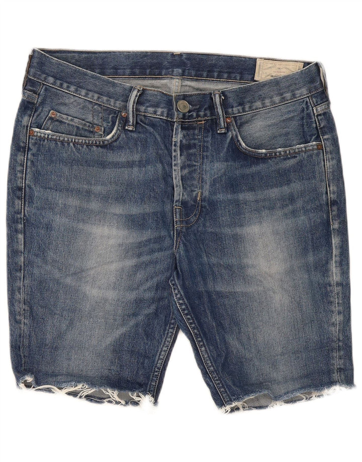 All Saints Femme 607 Short En Jean W34 Grand Bleu Coton