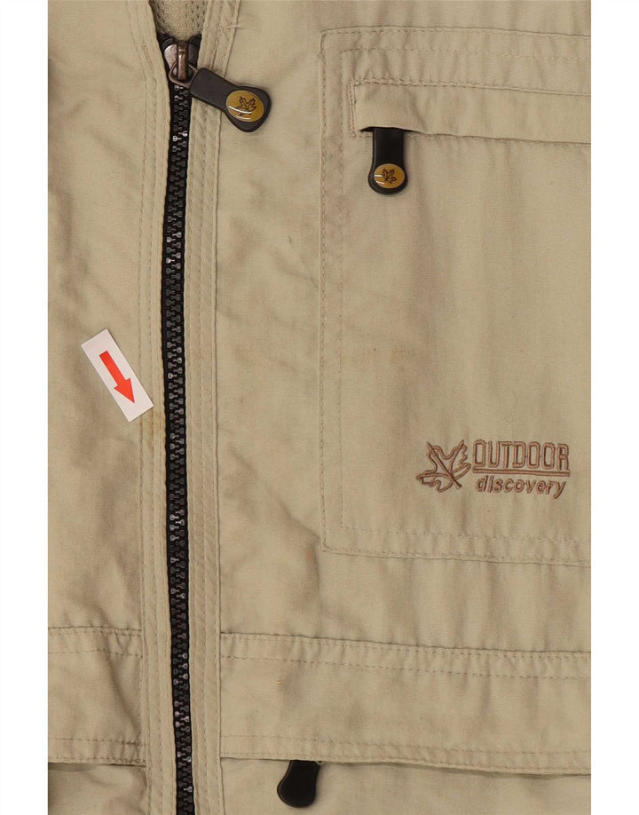 vintage Mens Utility Gilet UK 40/42 Moyen Beige Polyester