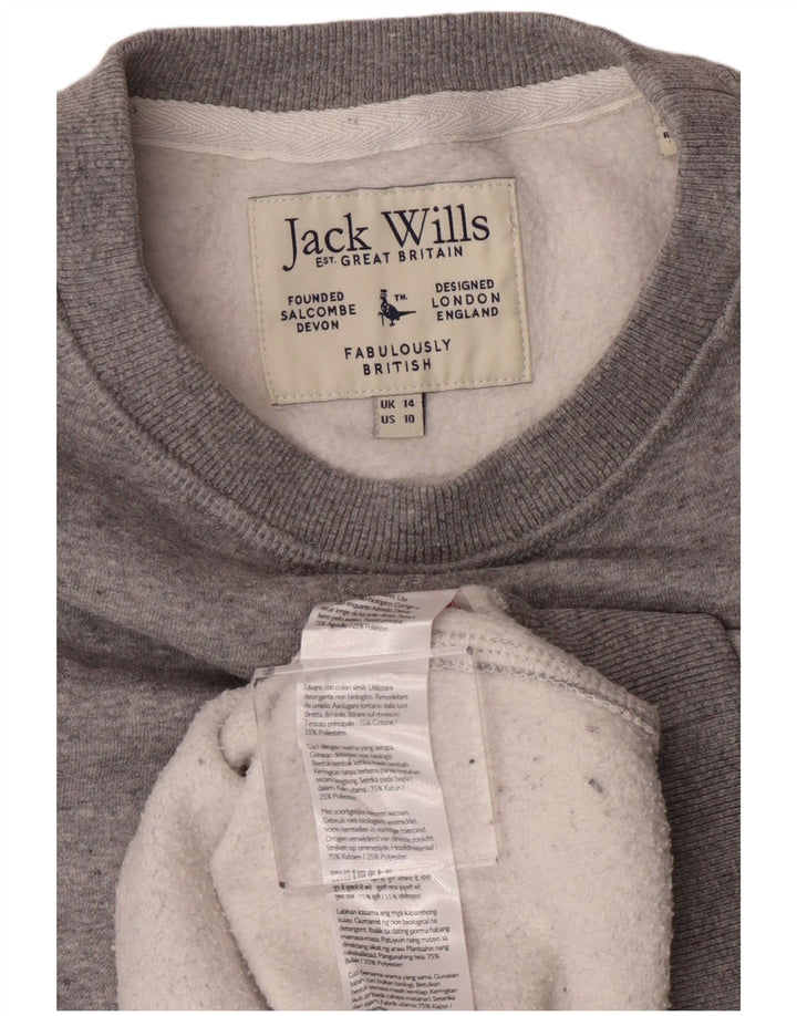 Jack Wills Sweat-shirt pour femme UK 14 Large Gris Coton