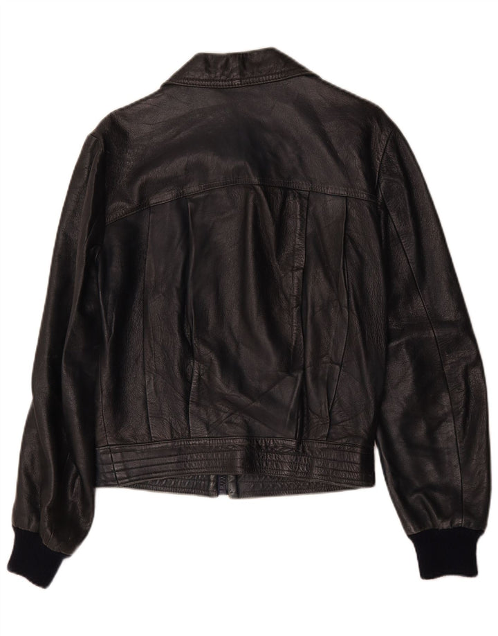 veste en cuir femme vintage IT 52 2XL Bleu Marine