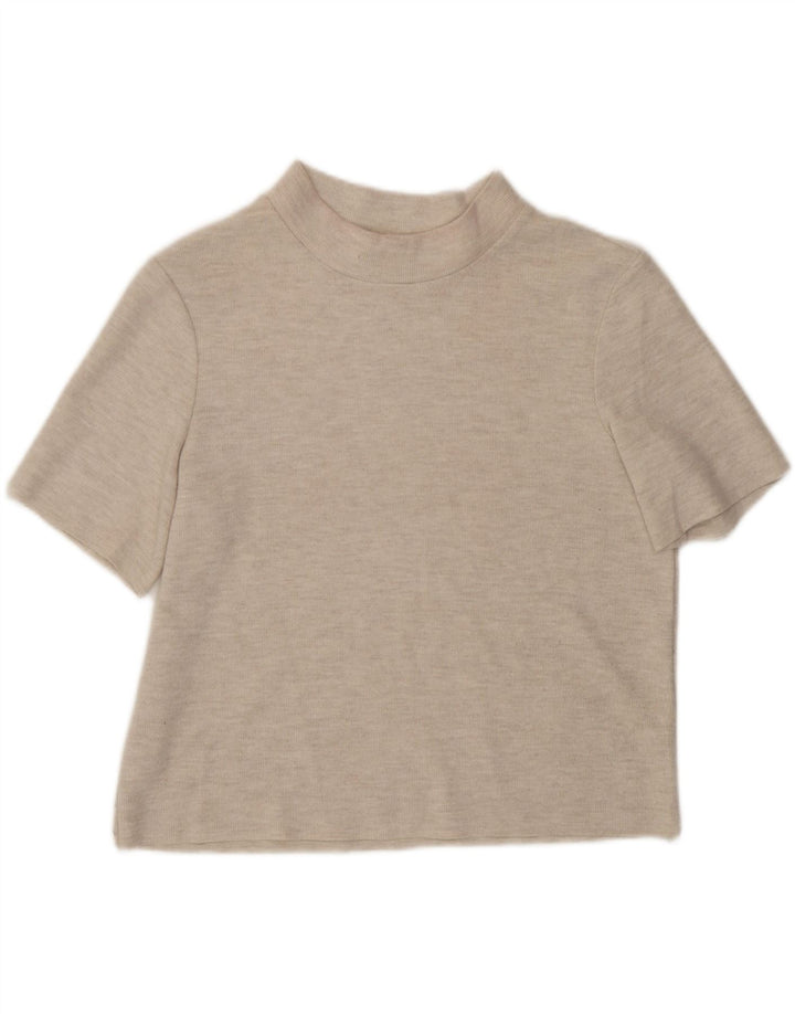 Zara Femme T-Shirt Top UK 14 Beige Moyen Moucheté