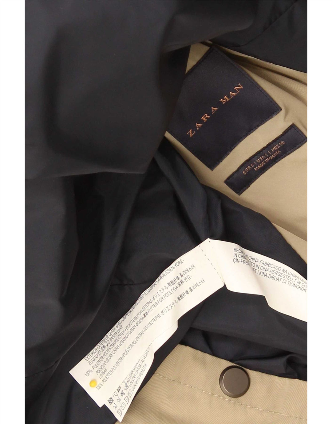 Zara Trench Homme UK 36 Petit Beige Polyester