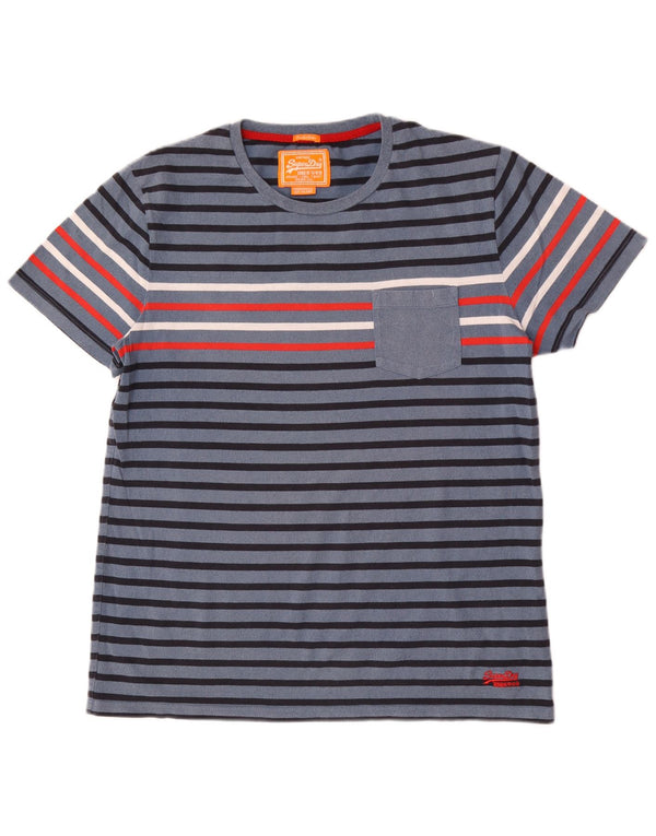 Superdry T-Shirt Homme Top 2XL Bleu Rayé Coton