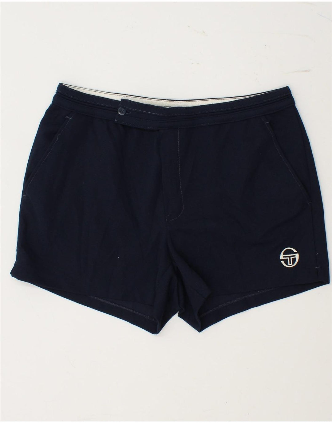 SERGIO TACCHINI Short Chino Femme W32 Large Bleu Marine Polyester