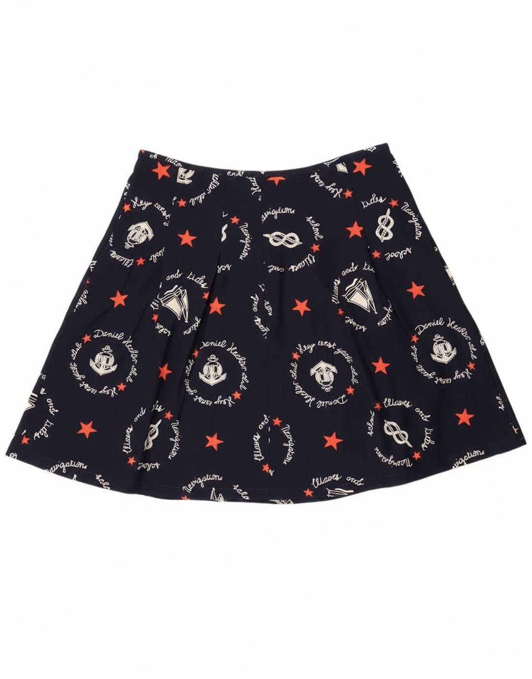 vintage Femme Graphique A-Line Jupe W30 Moyen Marine Bleu Géométrique