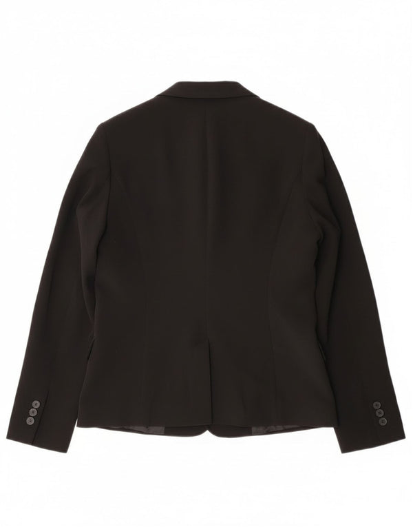 Benetton Veste Blazer 1 Bouton 1 Bouton Femme UK 12 Moyen Noir Classique