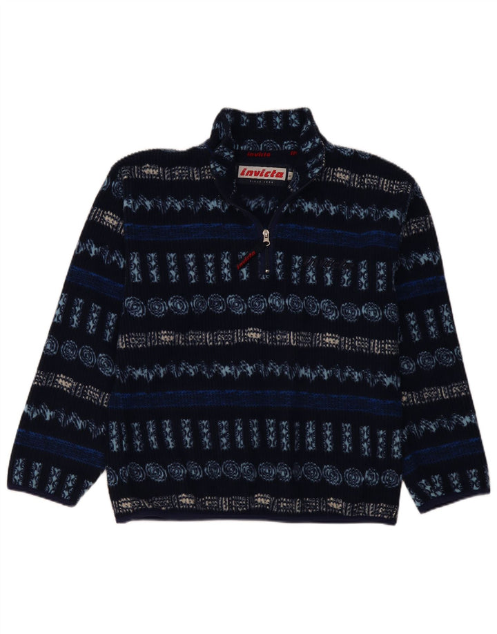 Invicta Pull polaire à col zippé pour homme Petit polyester géométrique bleu marine