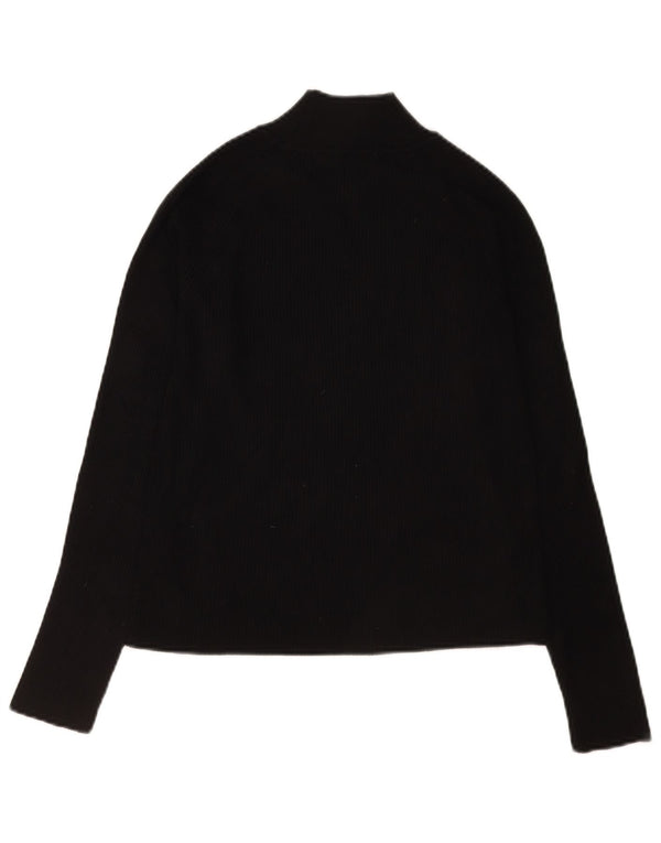 Zara Womens Crop Top Manches Longues UK 14 Large Noir Viscose